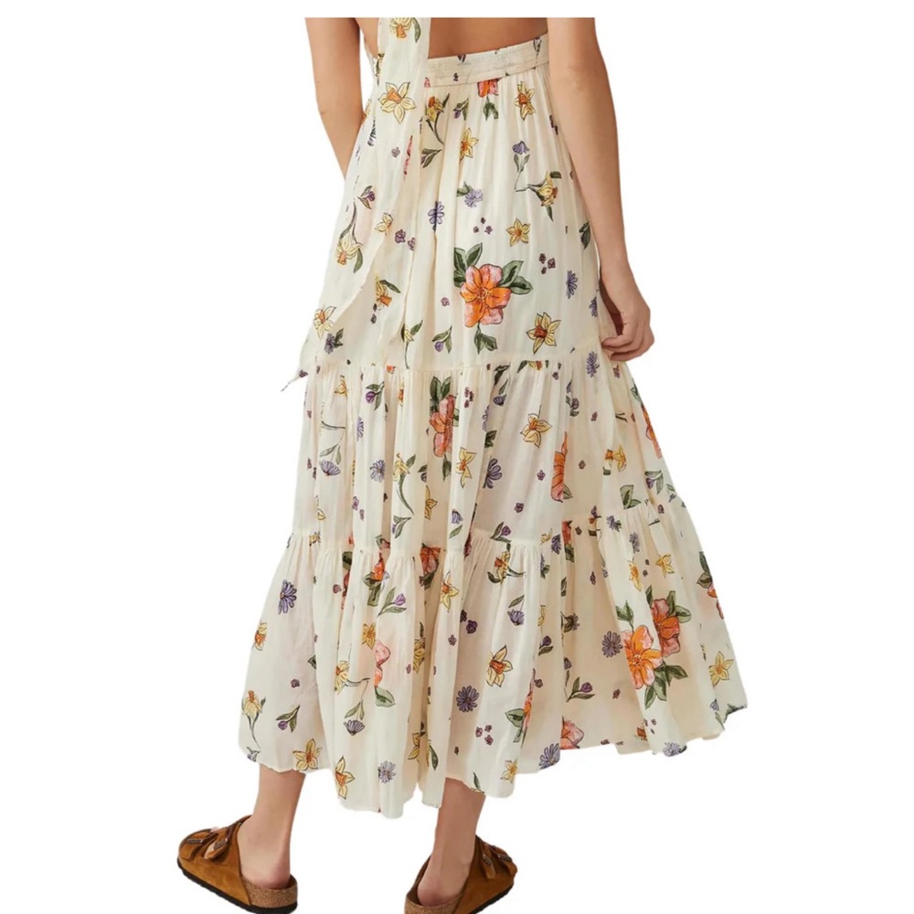 FREE PEOPLE Convertible LUNA Floral Maxi Skirt ivory size small - Picture 6 of 10